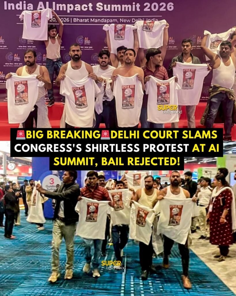 Youth Congress workers protesting at AI Summit in Delhi, related to Indian politics news
