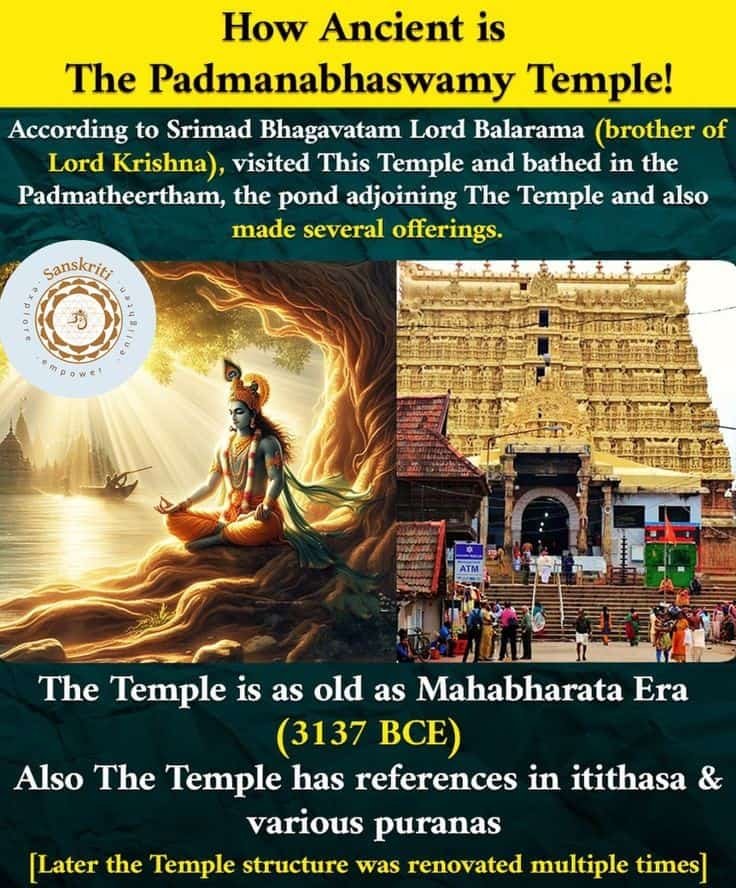 Padmanabhaswamy Temple in Kerala dedicated to Vishnu Bhagwan